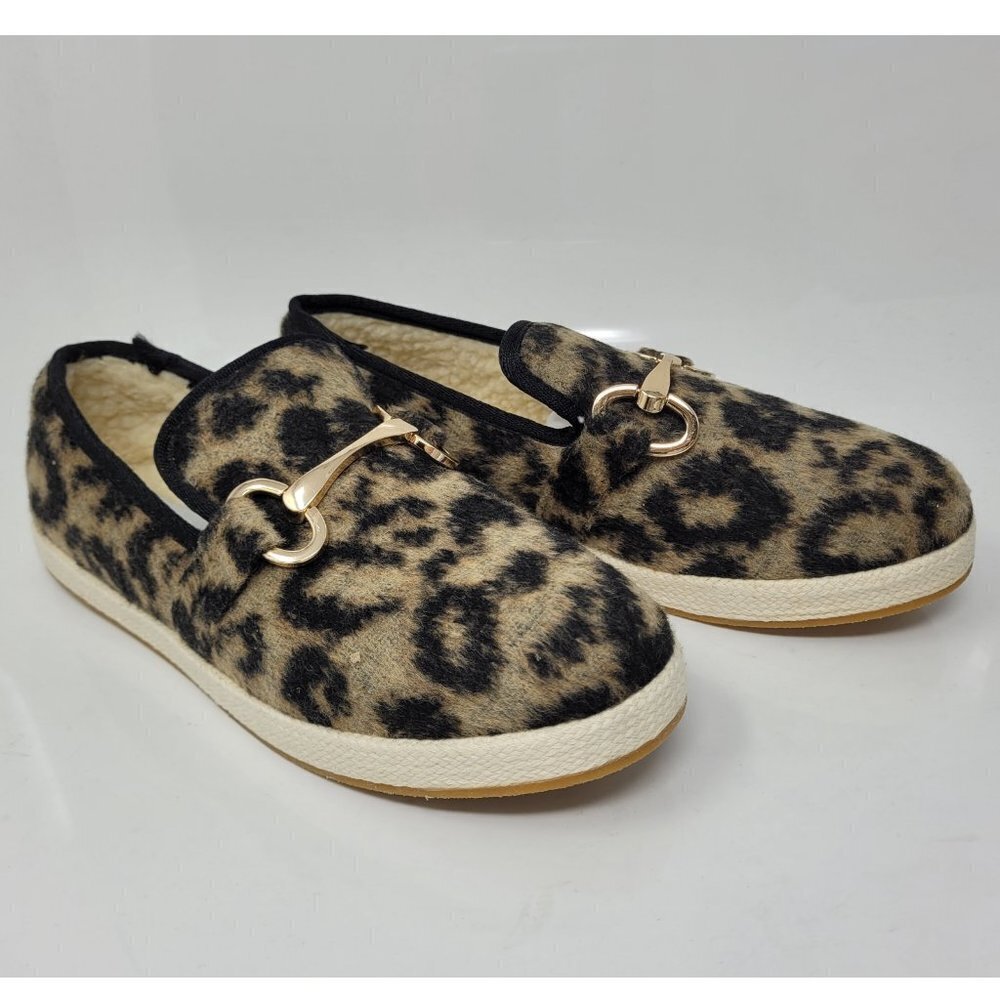 Women's Loafers, Leopard Print Paxtyn Round Toe Slip On Flats, STEVE MADDEN 7M